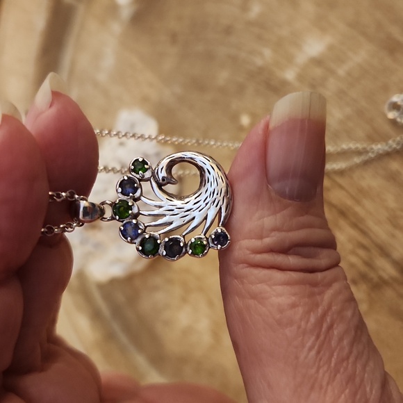 Lori Bonn Gemstone Sterling Silver Peacock Necklace - Picture 4 of 4
